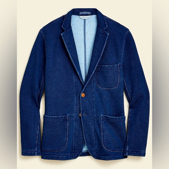 NWT J Crew Men's Knit Goods Indigo-Dyed French Terry Blazer Blue Size Small - Picture 1 of 10